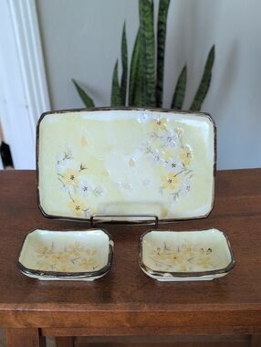 Vintage Small Sushi  And Wasabi Plate Ceramic Serving Tray Set